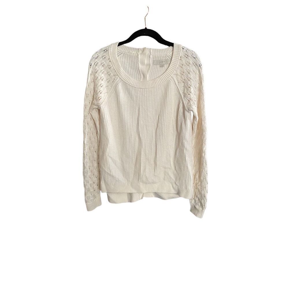 Loft women’s white back button down sweater size small